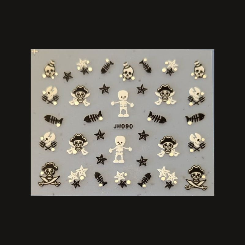 Sticker Ongles Halloween Argenté Pirates – TH090