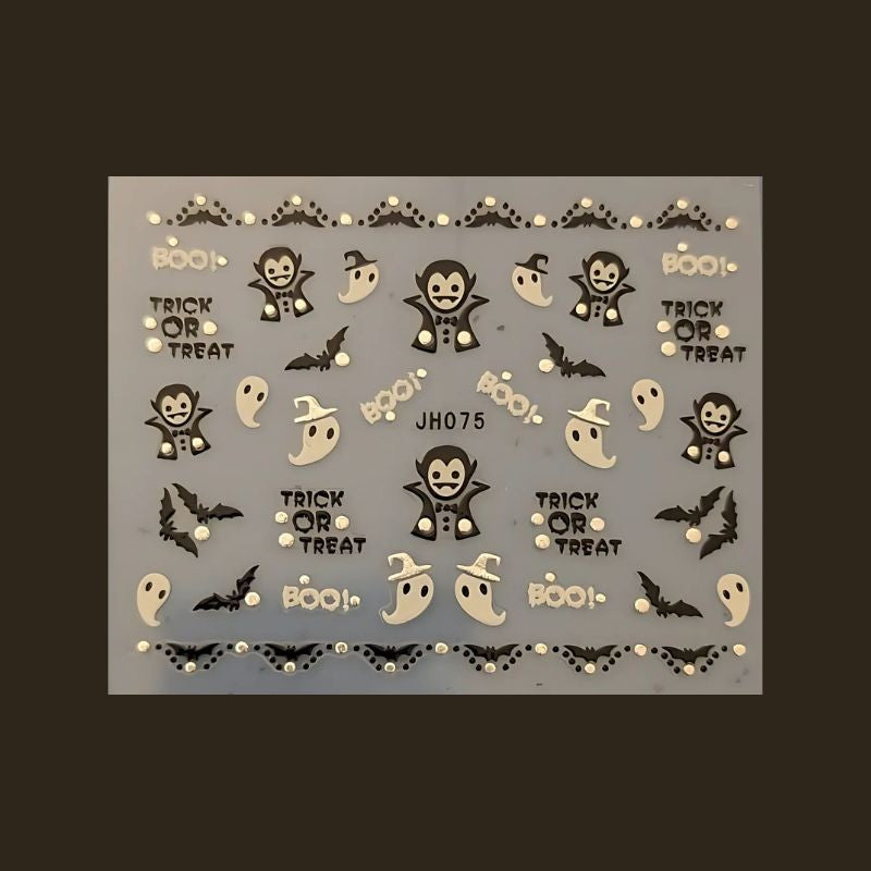 Sticker Ongles Halloween Argenté Vampires – TH075