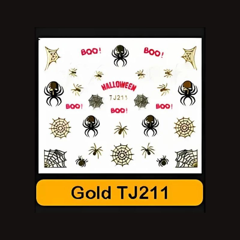 Sticker Ongles Halloween Doré Araignées – TJ211