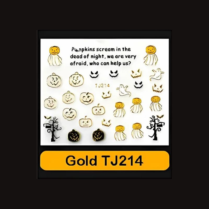 Sticker Ongles Halloween Doré Citrouilles – TJ214