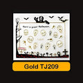 Sticker Ongles Halloween Doré Crânes – TJ209 - NailArtBoutique