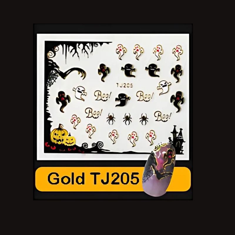 Sticker Ongles Halloween Doré Fantômes– TJ205