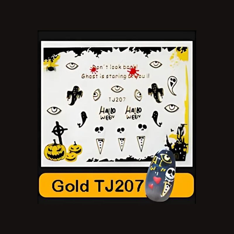 Sticker Ongles Halloween Doré Fantômes– TJ207