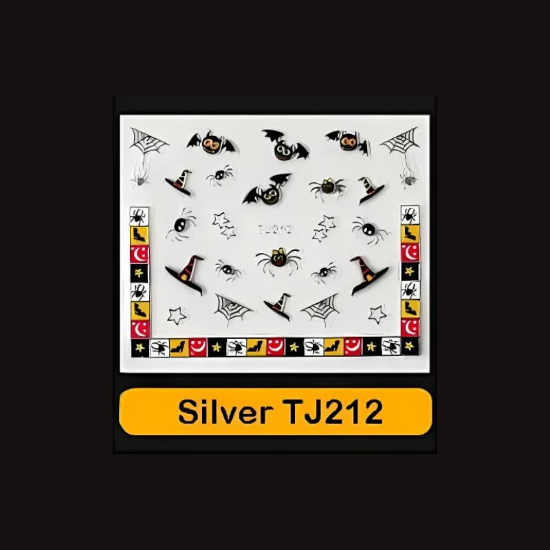 Sticker Ongles Halloween en Argent Chauve-souris – TJ212