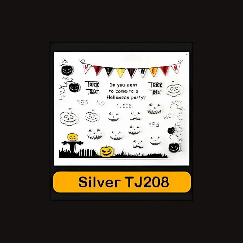 Sticker Ongles Halloween en Argent Citrouilles – TJ208