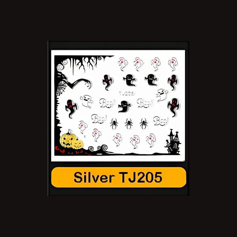 Ongles Halloween en Argent Fantômes– TJ205