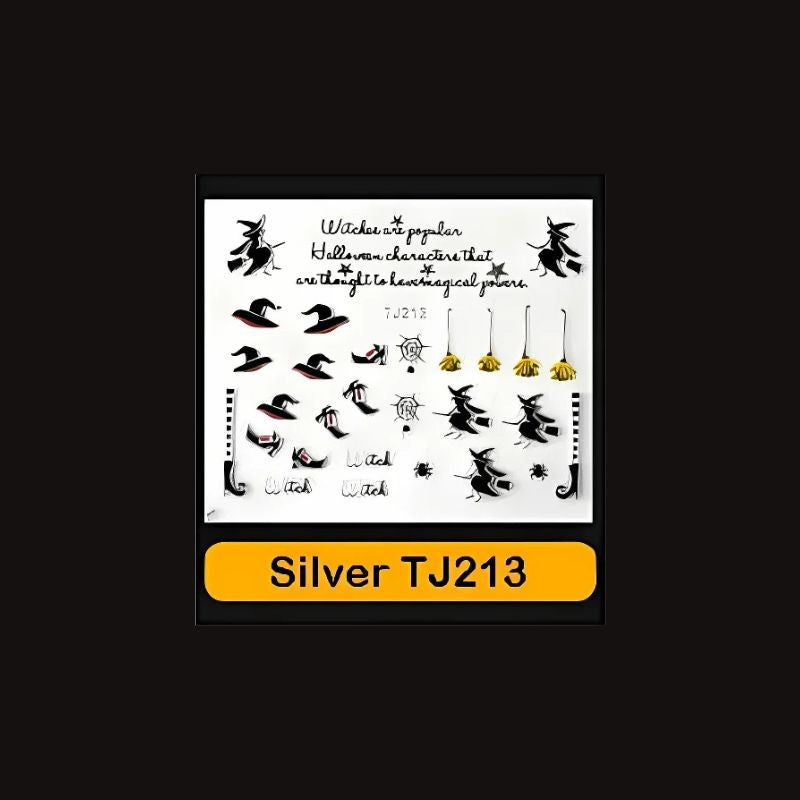 Sticker Ongles Halloween en Argent Sorcières – TJ213
