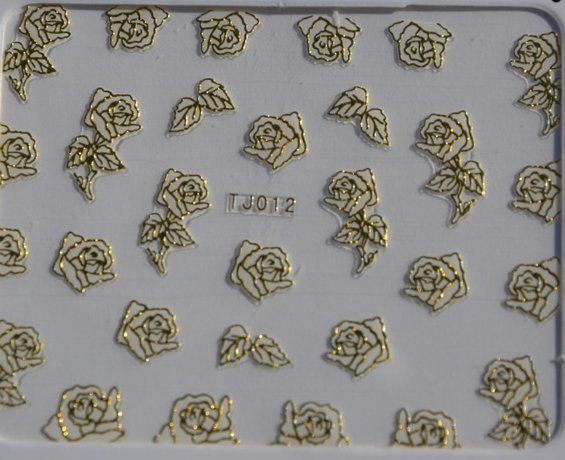 Stickers Ongles Rose Réaliste Doré / Or 12