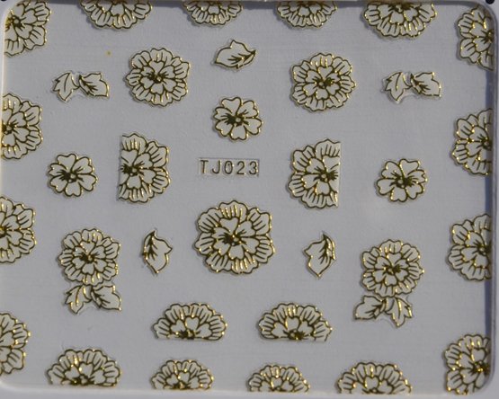 Stickers Ongles Motif Fleuri Doré / Or 23