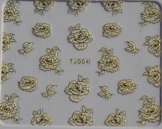 Stickers Ongles Rose & Feuilles Doré / Or 4