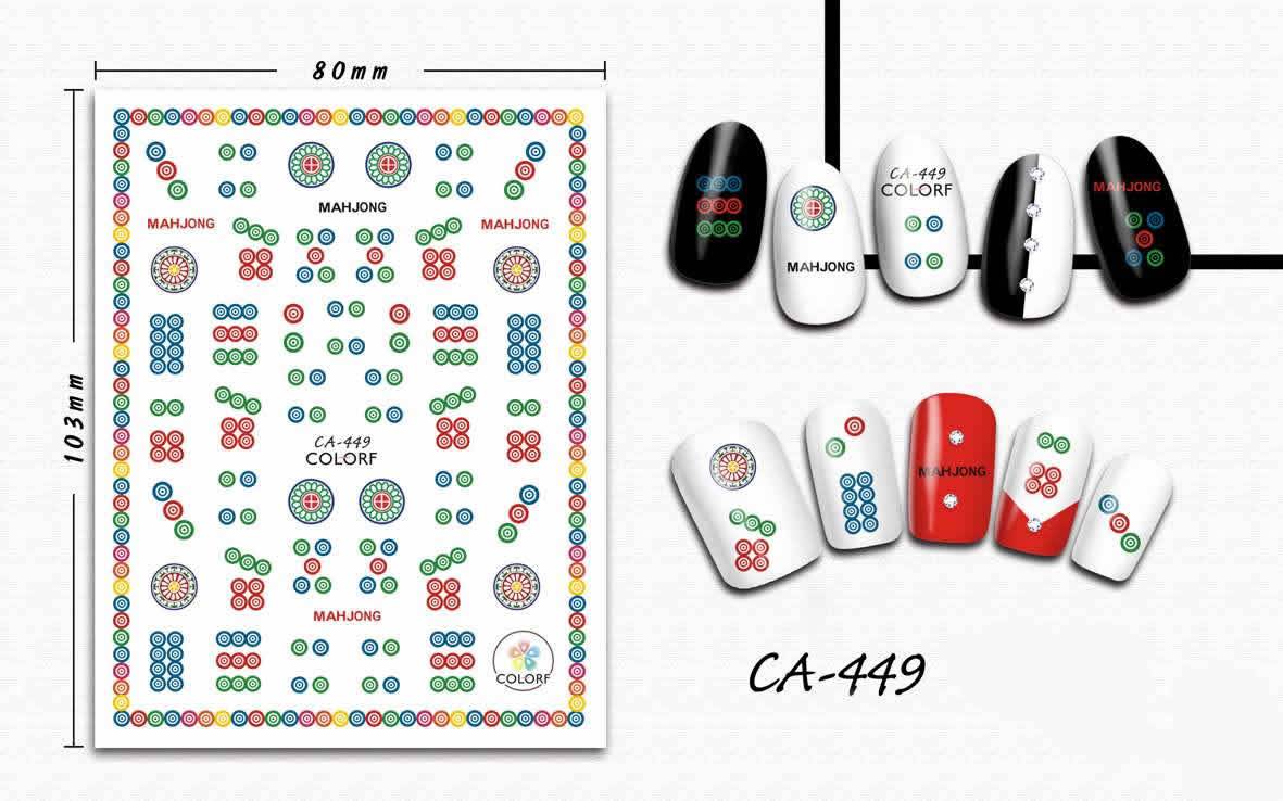 Planche Stickers Ongles Majong Colorés  XL CA 449