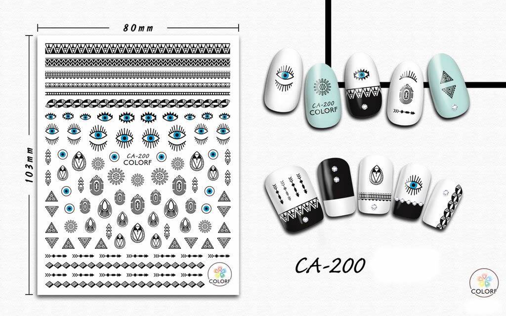 Planche Stickers Ongles Flèches & Yeux Bohême  XL CB 200