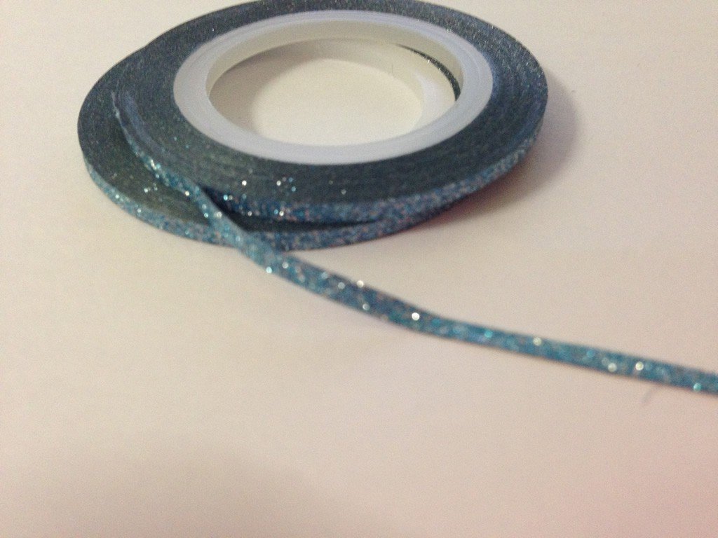 Fil Autocollant / Stripping Tape Paillettes Bleu Clair