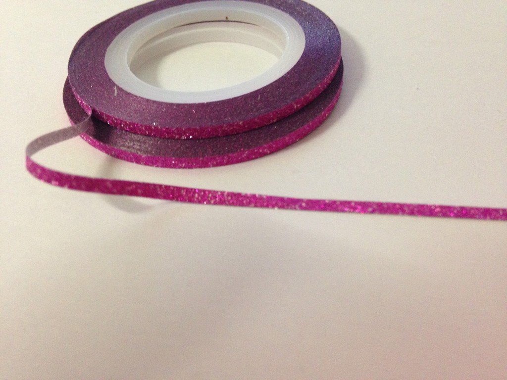 Fil Autocollant / Stripping Tape Paillettes Rose & Rouge