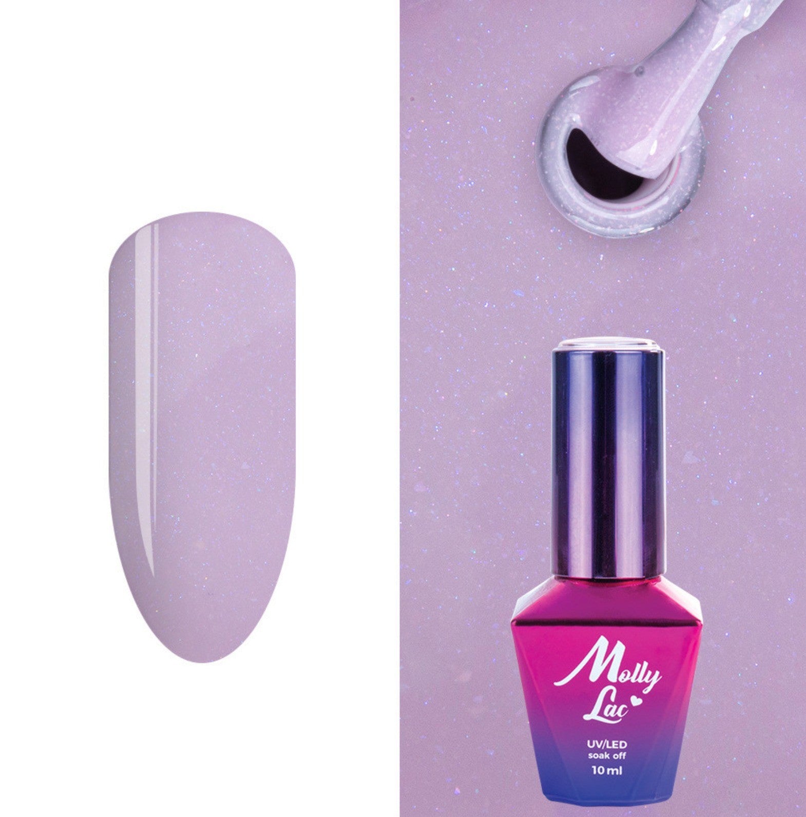Vernis Semi Permanent Molly Lac 472-10ml (rose froid avec des flocons d'or et fuchsia)
