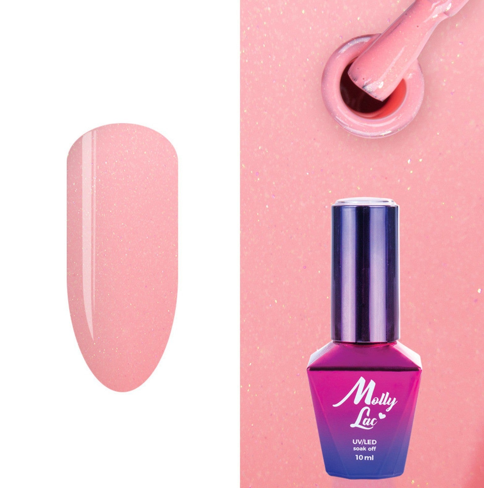 Vernis Semi Permanent Molly Lac 476-10ml (fluo de rose pêche & or)