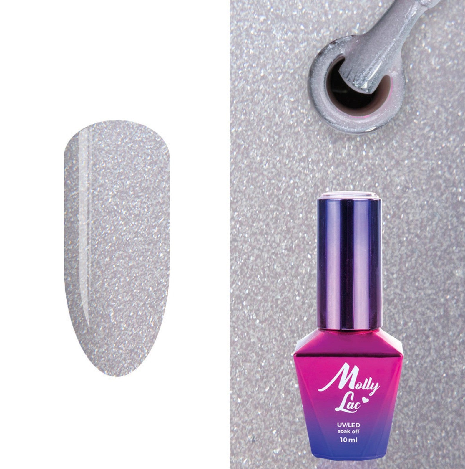 Vernis Semi Permanent Molly Lac 478-10ml (gris clair étoilé & argenté)