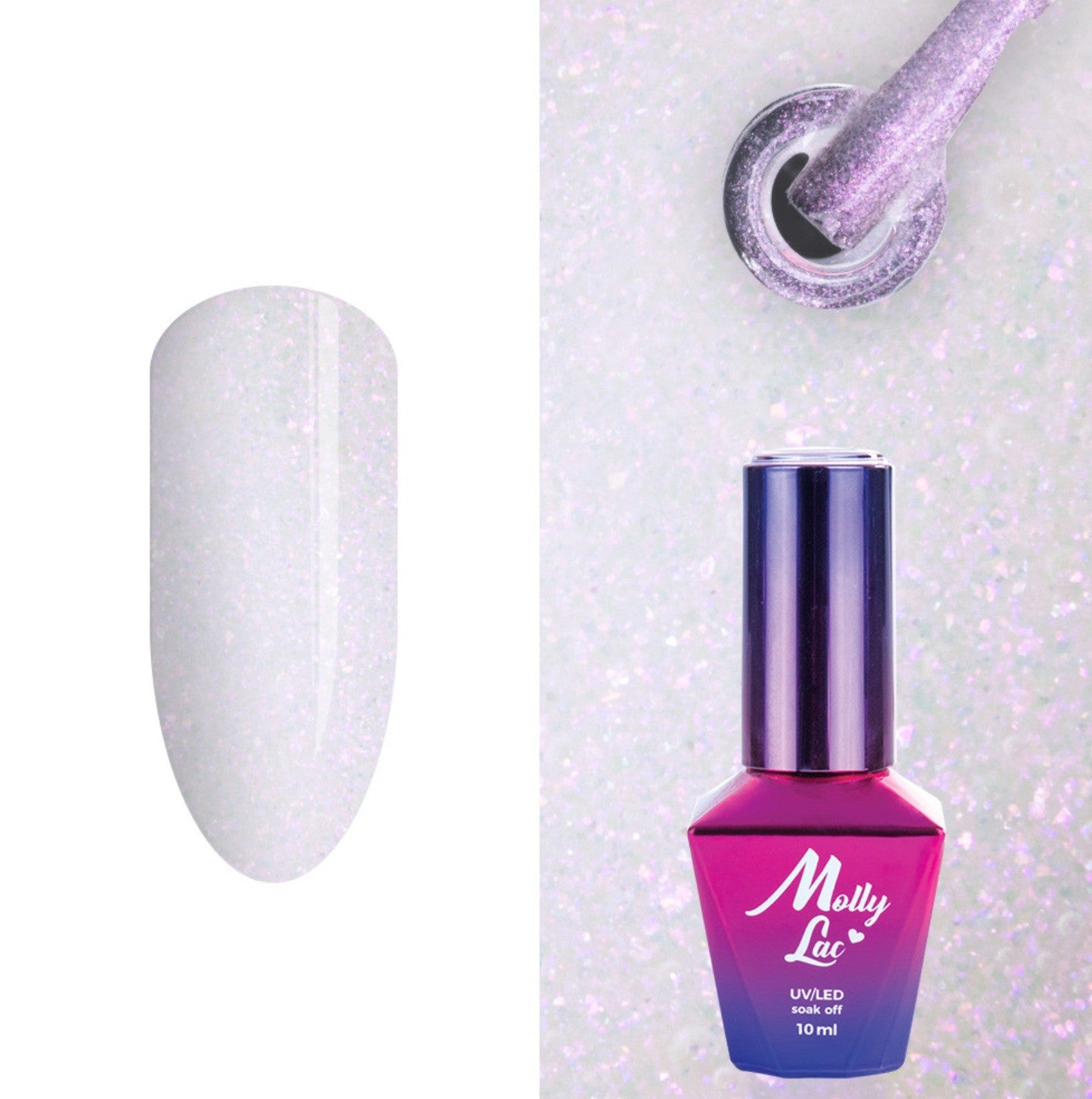 Vernis Semi Permanent Molly Lac 500-10ml (blanc avec des particules dorées et violettes)