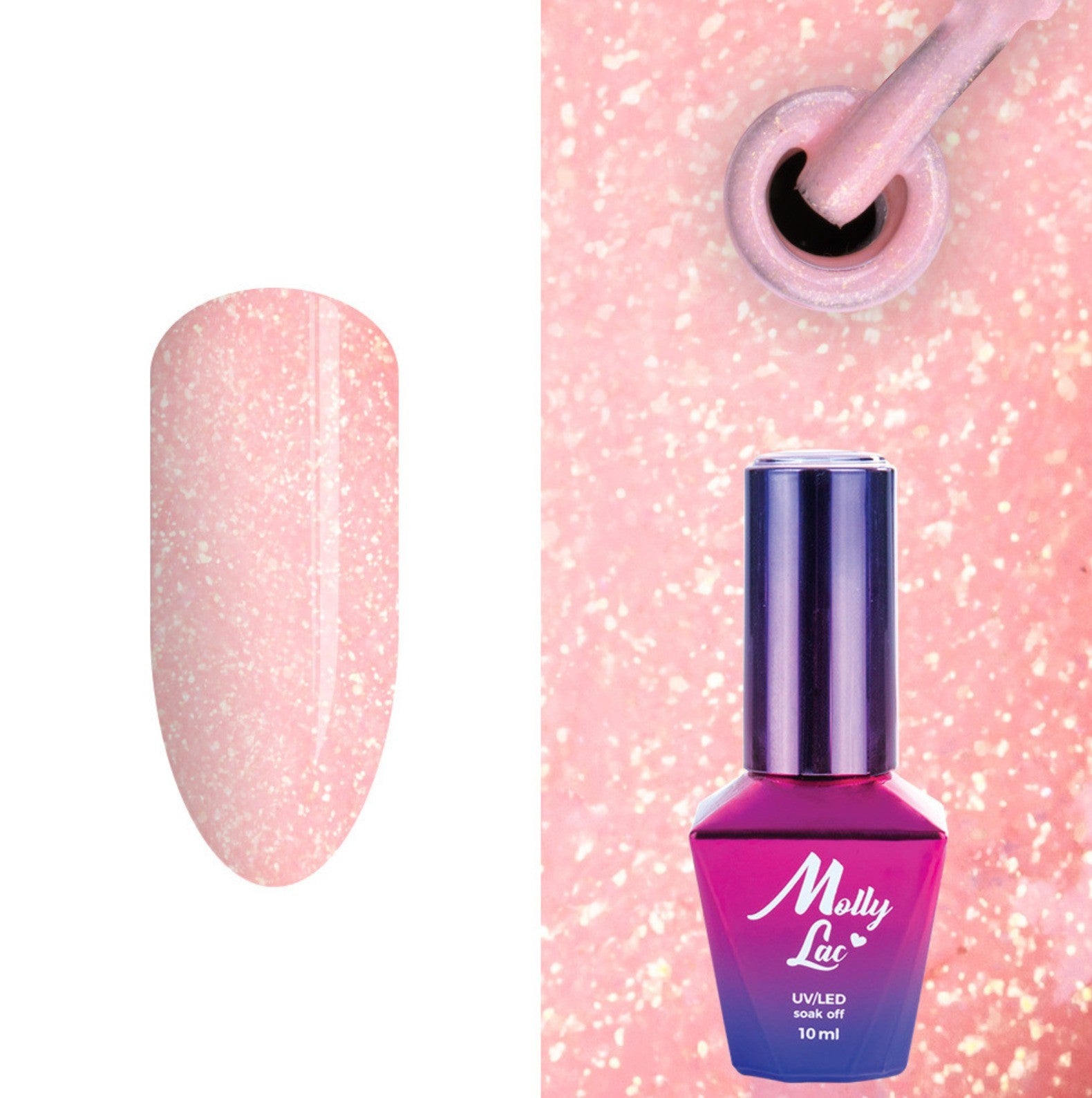 Vernis Semi Permanent Molly Lac 501-10ml (rose nude avec des particules dorées)