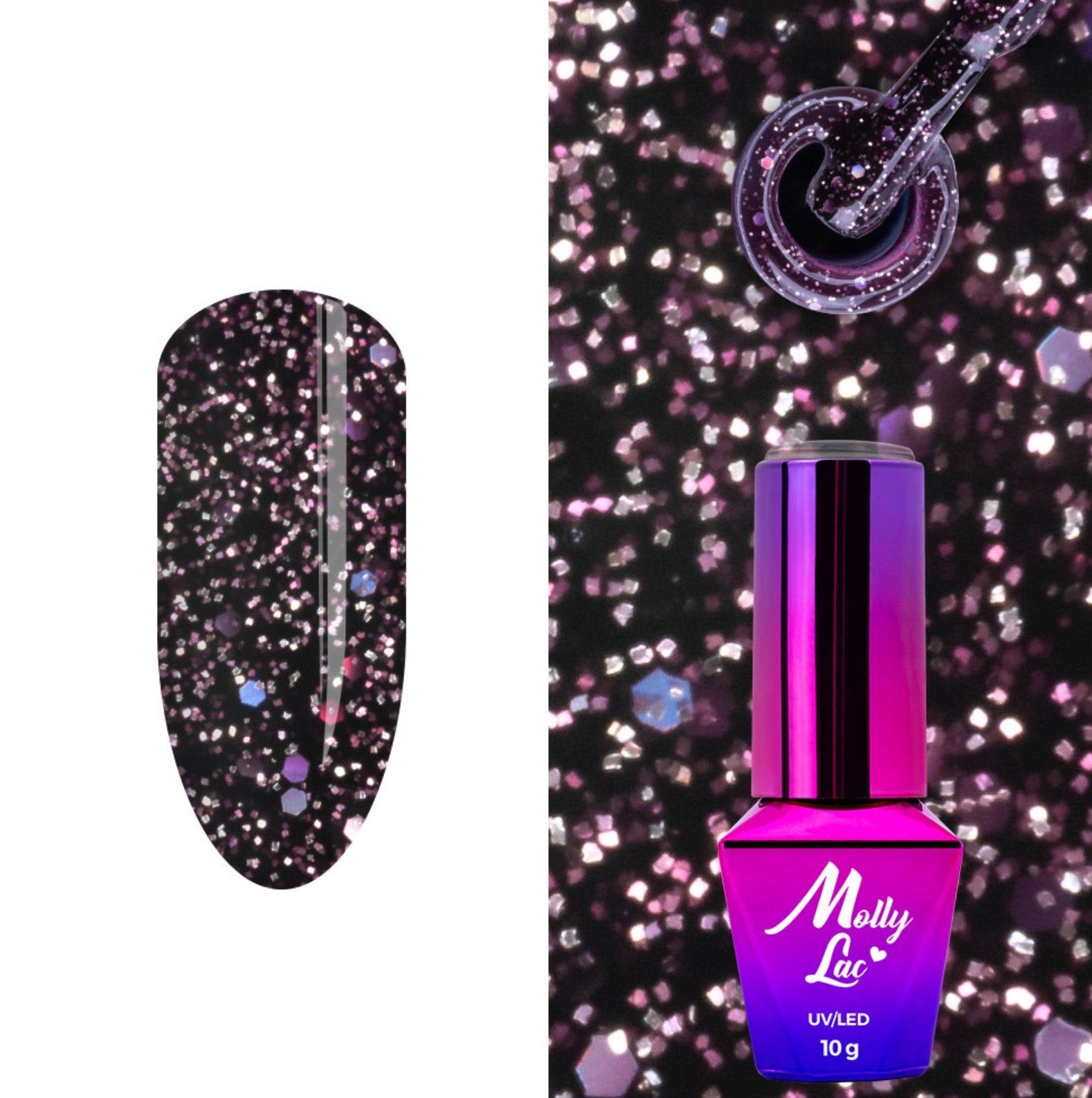 Vernis Semi Permanent Molly Lac 508-10ml (noir aubergine)
