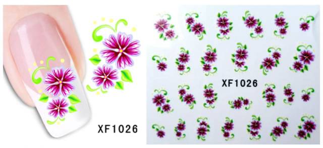 Autocollant Ongle Water Decal Doubleu Fleur Rose 1026