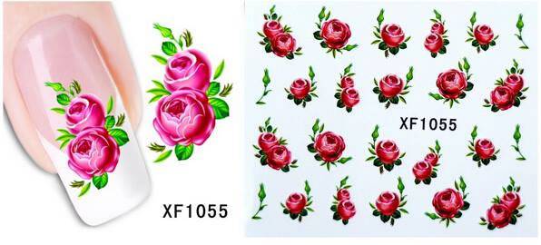 Autocollant Ongle Water Decal Double Rose 1055