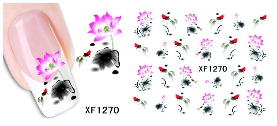 Autocollant Ongle Water Decal Fleur Rose Aquarelle 1270