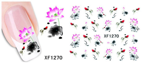 Autocollant Ongle Water Decal Fleur Rose Aquarelle 1270 - NailArtBoutique