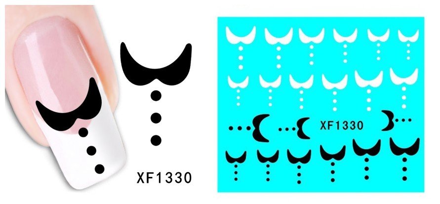21 Autocollants Ongle Water Decal Motif Costume N&B 1330