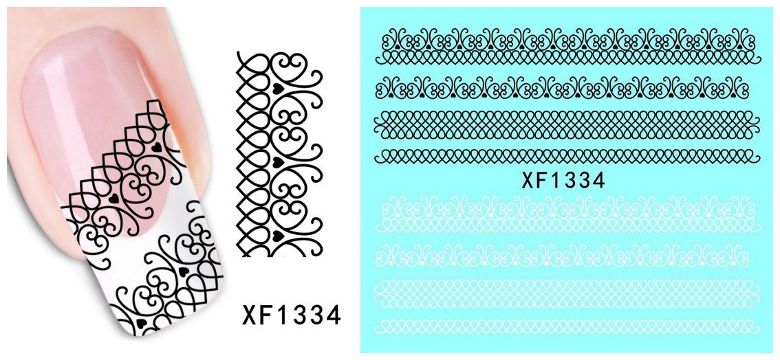Autocollant Ongle Water Decal 2 fresques Noire et Blanche 1334