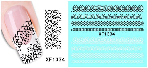 Autocollant Ongle Water Decal 2 fresques Noire et Blanche 1334 - NailArtBoutique