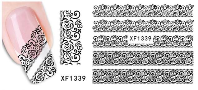 Autocollant Ongle Water Decal Jolie Fresque N&B 1339