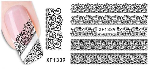 Autocollant Ongle Water Decal Jolie Fresque N&B 1339 - NailArtBoutique