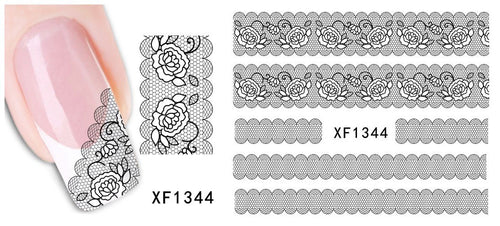 Autocollant Ongle Water Decal Fresque de Roses N&B 1344 - NailArtBoutique