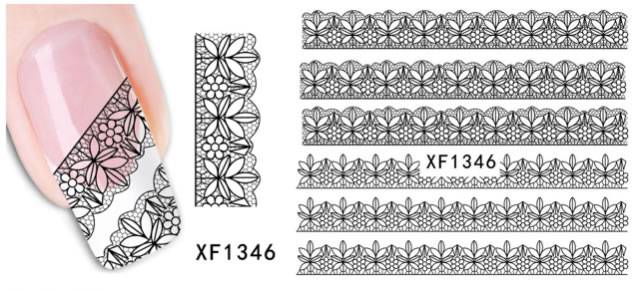 Autocollant Ongle Water Decal Motifs Fresque N&B 1346