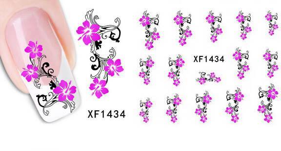 Autocollant Ongle Water Decal Fleurs Roses 1434