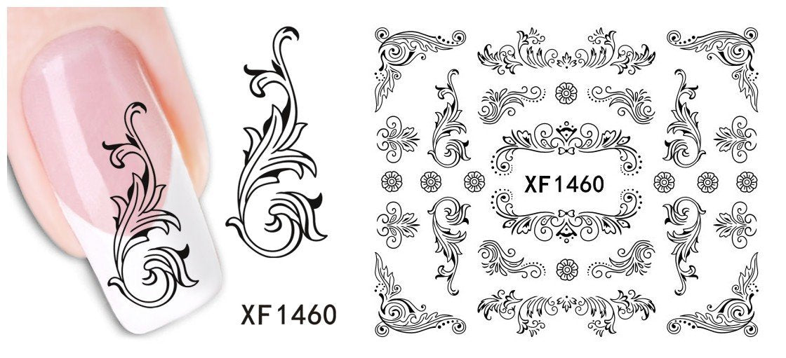 Autocollant Ongle Water Decal Déco N&B 1460
