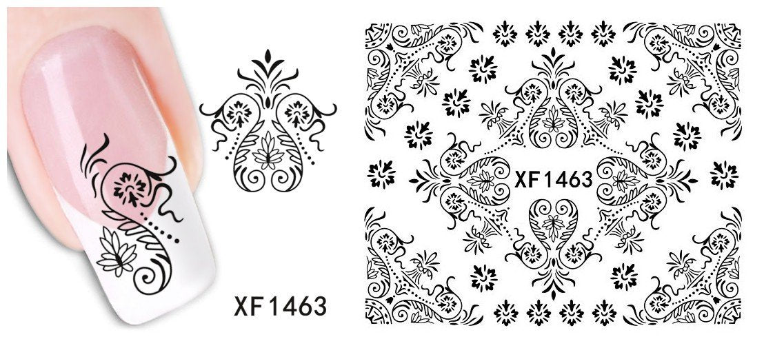 Autocollant Ongle Water Decal Jolis Motifs Noirs 1463