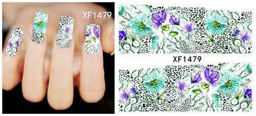 Autocollant Ongle Water Decal Fleur Bleue & Violette 1479 - NailArtBoutique