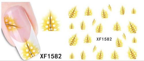 Autocollant Ongle Water Decal Feuille Jaune 1582 - NailArtBoutique
