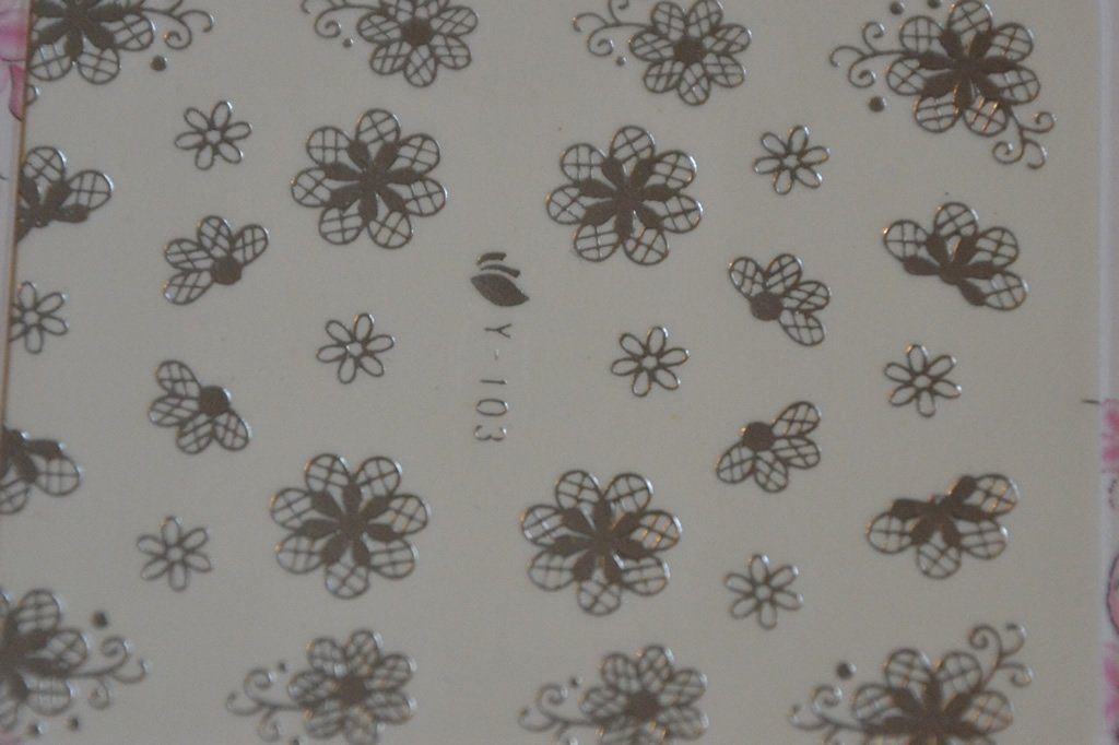 Autocollant Ongle Water Decal Petites Fleurs Argent 103