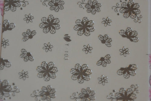 Autocollant Ongle Water Decal Petites Fleurs Argent 103 - NailArtBoutique