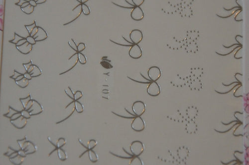 Autocollant Ongle Water Decal 25 petits Noeuds Argentés 107 - NailArtBoutique