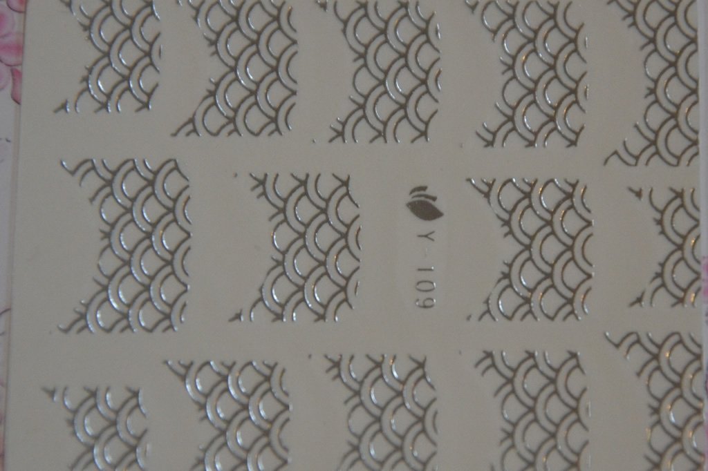 Autocollant Ongle Water Decal Motif Tuiles Argentés 109