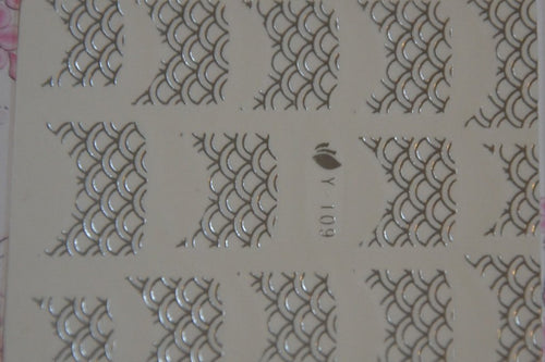 Autocollant Ongle Water Decal Motif Tuiles Argentés 109 - NailArtBoutique