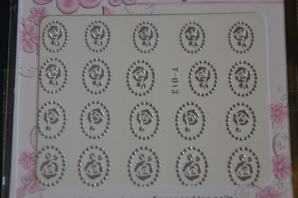 Autocollant Ongle Water Decal Rose Argentée 13