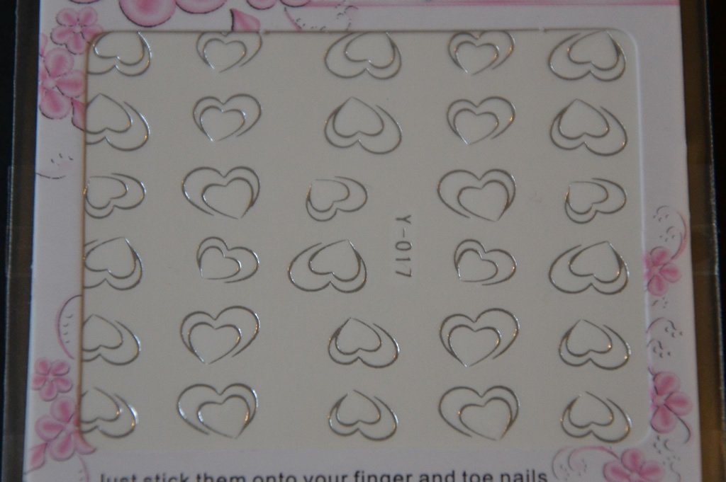 Autocollant Ongle Water Decal Coeur Argenté 17