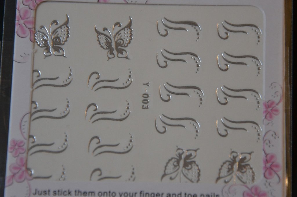 Autocollant Ongle Water Decal Papillons Argentés