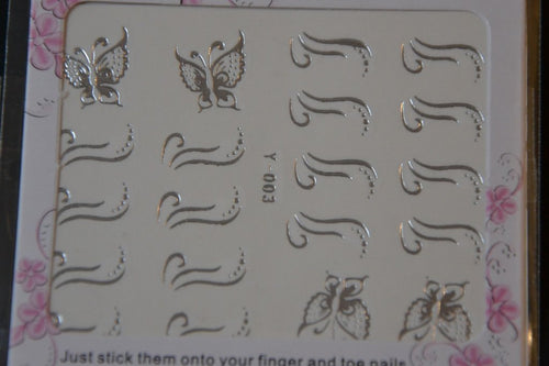 Autocollant Ongle Water Decal Papillons Argentés - NailArtBoutique