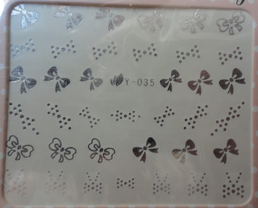 30 Autocollants Ongle Water Decal de Petits Noeuds Argenté 35
